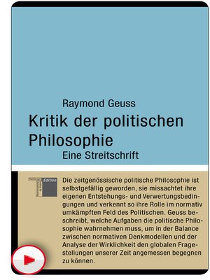 cover image of Kritik der politischen Philosophie